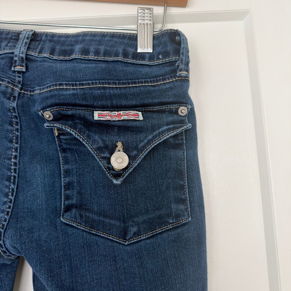 Hudson Skinny Jeans Dark Wash Flap Pocket Denim Blue Womens